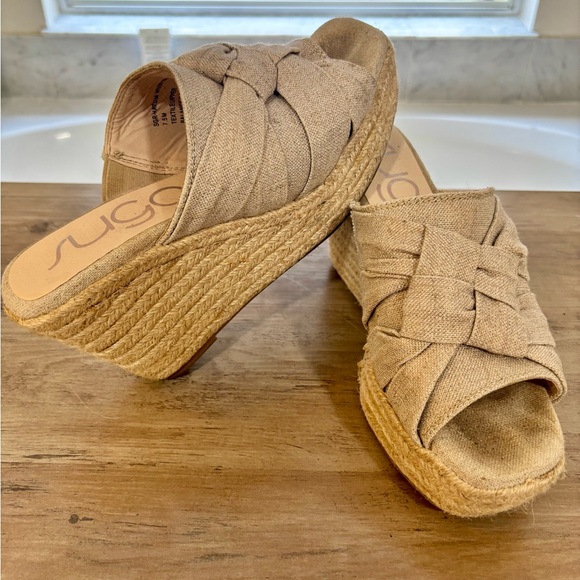 Sugar Brand Women's Harlem Beige Woven Wedges - Picture 4 of 12